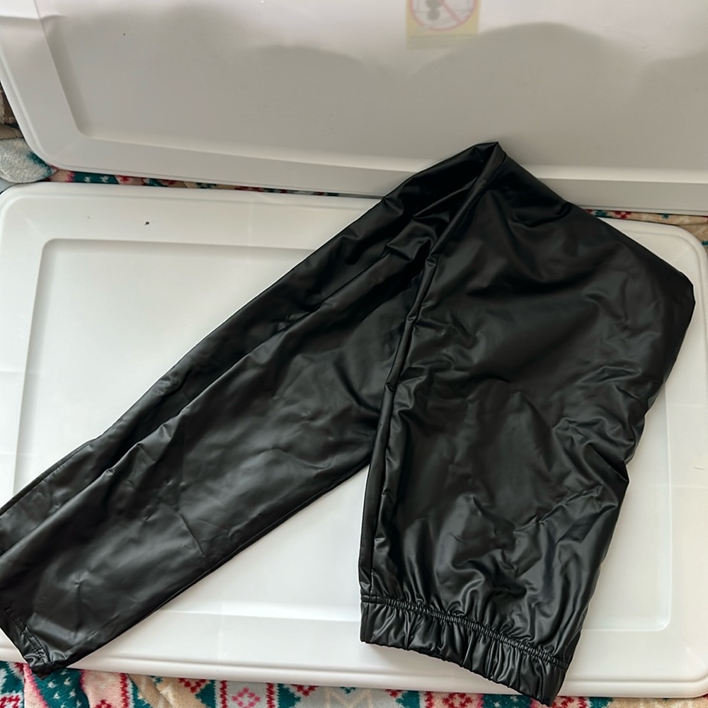 SHEIN Tall Split Hem PU Leather Skinny Pants